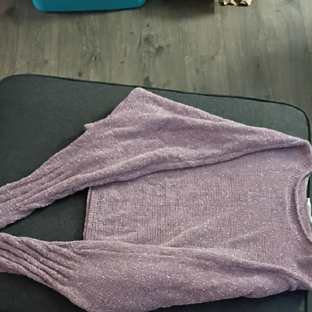Sparkle Knit Long-Sleeve Sweater in Lavender